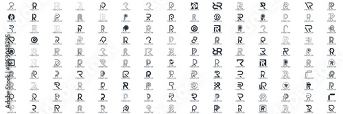 collection abstract creative letter R logo vector, bussines logo letter R	