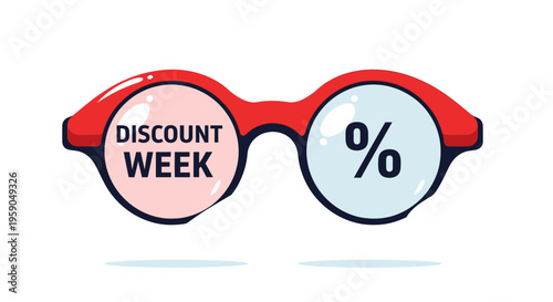 Promotion Season: Stylish Spectacles Illustrate Discount Week and Percentage Savings Effectively