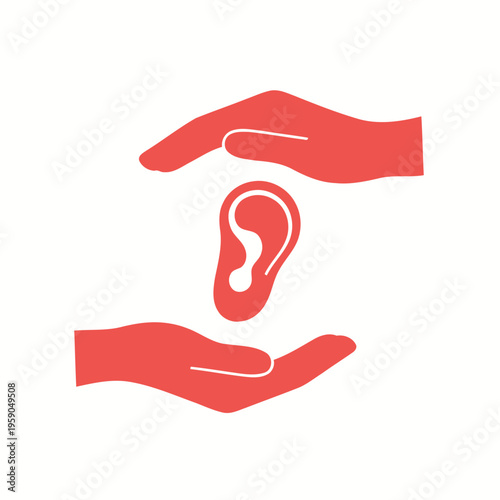Protecting Hearing: Artistic Representation of Ears Enfolded in Careful, Protective Hands for