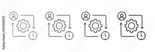 Office Workflow Icons Vector Set In Different Stroke Line Style