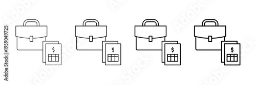 Business Administration Icons Vector Set In Different Stroke Line Style