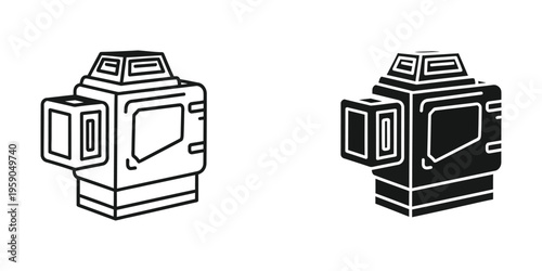 Contrasting black and white retro surveillance or security camera icons