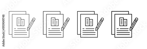 Corporate Records Icons Vector Set In Different Stroke Line Style