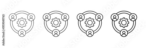 Office Coordination Icons Vector Set In Different Stroke Line Style