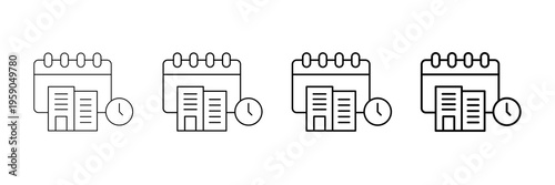 Office Scheduling Icons Vector Set In Different Stroke Line Style