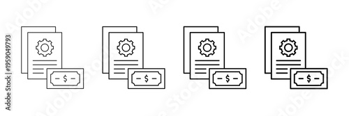 Payroll Administration Icons Vector Set In Different Stroke Line Style
