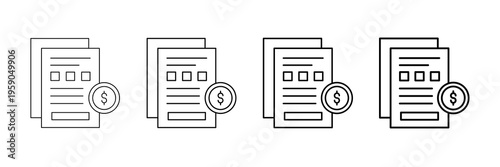 Administrative Forms Icons Vector Set In Different Stroke Line Style