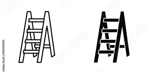 Comparison of a traditional ladder and a modern foldable extension ladder design