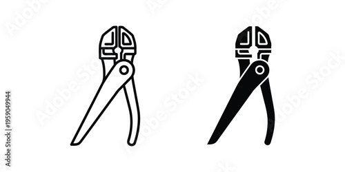 Comparison of standard and locking pliers in black and white illustration