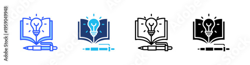 Knowledge Multi Style Icon Set Vector 