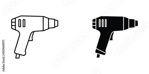 Comparison of a white and black heat gun design in silhouette form