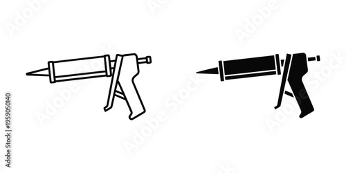 Comparison of an empty and a filled caulking gun with adhesive cartridges