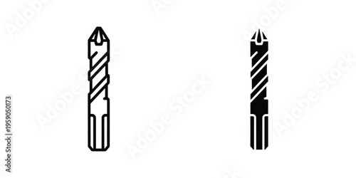 Comparison of two different types of drill bits shown in black and white contrast