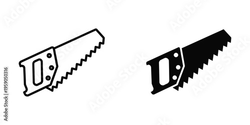 Comparison of a standard handsaw and a pruning saw with angled blades