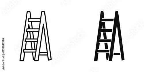 Comparison of a traditional and a modern folding step ladder design