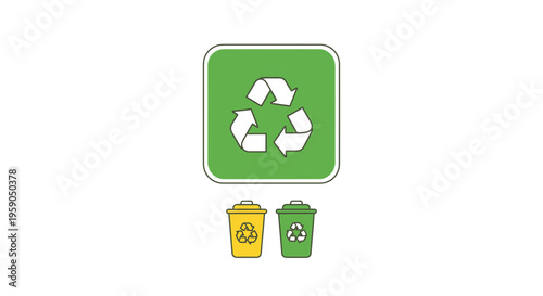 Recycle Symbol Design with Trash Cans on White Background Illustrating Waste Management Concept