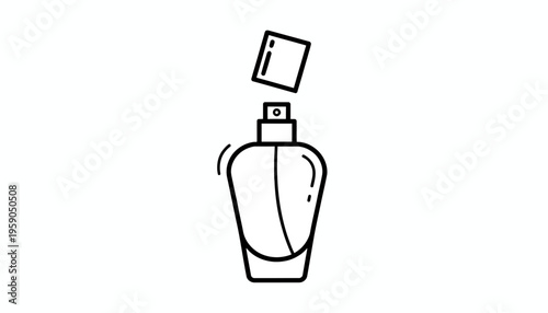 Perfume Bottle Icon Open Cap Spray Atomizer Outline Vector Illustration