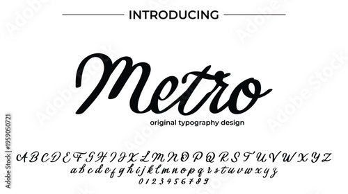 Metro Font Stylish brush painted an uppercase vector letters, alphabet, typeface