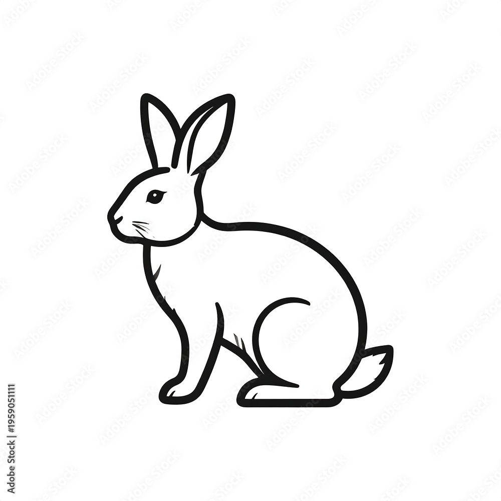 Obraz premium Elegant Rabbit Illustration - A Minimalist Line Art Design for Nature Lovers.