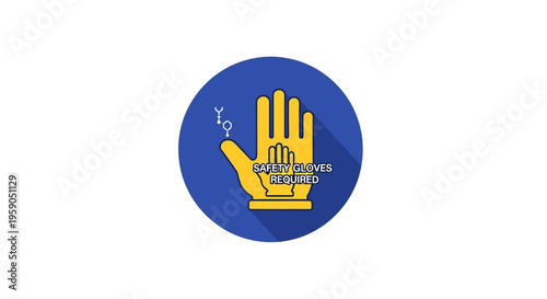 Safety Gloves Sign: Illustration Depicting Hand Icon on Blue Circle background