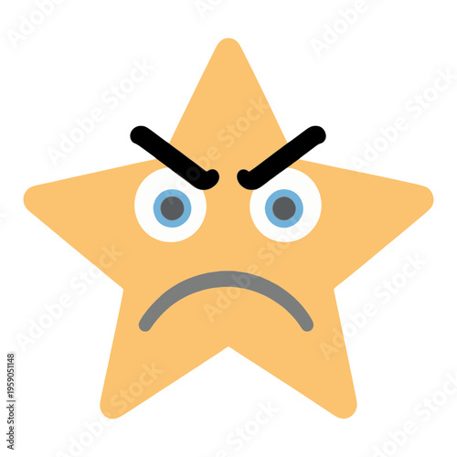 Angry Face Star Emoji Vector Icon
