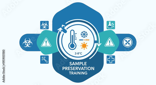 Sample Preservation Training Icon Illustrating Temperature Control and Biological Safety
