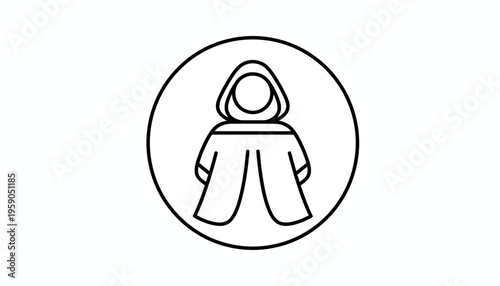 Mysterious hooded figure icon in a circle, representing secrets, anonymity, or a hidden identity.