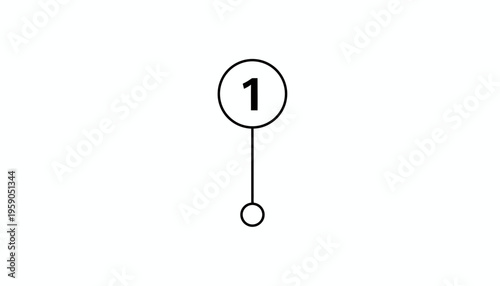 Number 1 in Circle with Small Dot Connected by Line, Simple Icon