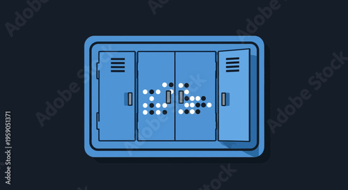School Lockers Illustration: A Simple But Effective Blue And Dark Aesthetic Design