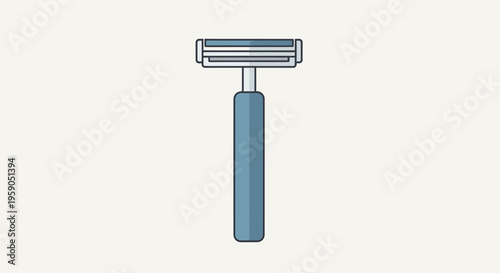 Blue safety razor with handle.