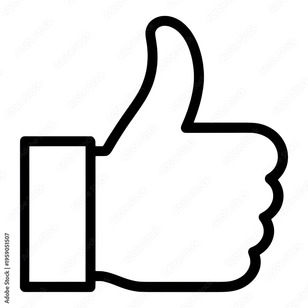 Fototapeta premium Outline Hand Thumbs Up Vector Icon