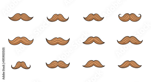 Collection of various brown mustaches.