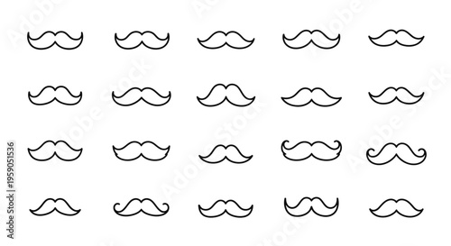 Collection of various mustache icons.