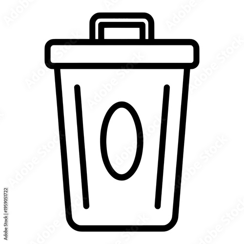 Trash Can With Handle Line Icon