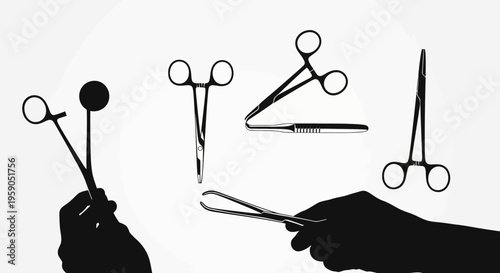 Silhouette Of Surgical Instruments Depicting Precision And Healthcare Methodology