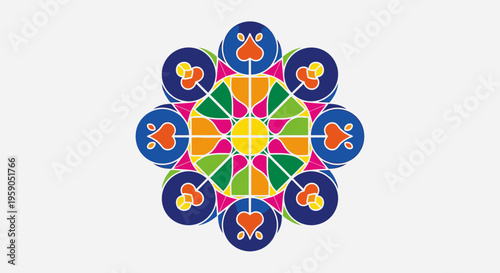 Colourful mandala design with patterns.