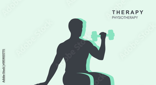 Silhouette Of Man Lifting Dumbbell Depicting Physiotherapy And Muscle Strengthening