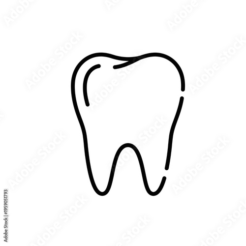 Simple Black Outline of a Molar Tooth Depicting Dental Health and Medical Procedures