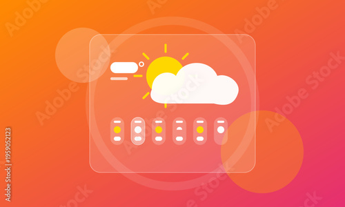 A digital weather forecast graphic featuring a sun and cloud icon against a gradient background