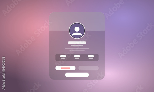 A minimalist profile card interface design featuring a user avatar and abstract layout elements