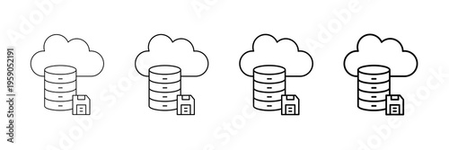 Cloud Storage Icons Vector Set In Different Stroke Line Style
