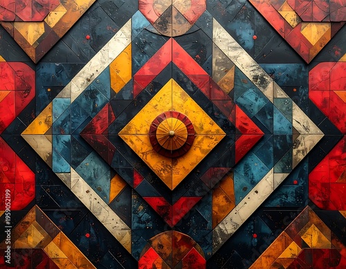 Geometric Abstraction - A Vibrant Tapestry of Color and Form.
