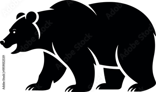 Bear silhouette illustration with minimalist wildlife animal design in black vector style