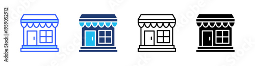 Store Multi Style Icon Set Vector 