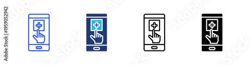 Add Button Multi Style Icon Set Vector 