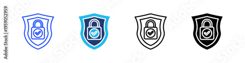 Secure Multi Style Icon Set Vector 