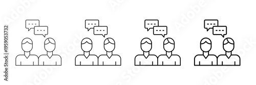 Friendly Chat Icons Vector Set In Different Stroke Line Style