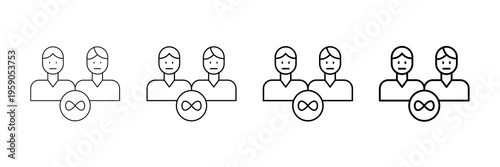 Childhood Friends Icons Vector Set In Different Stroke Line Style