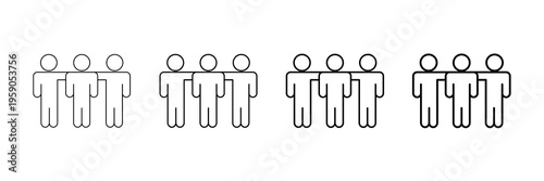 Friends Forever Icons Vector Set In Different Stroke Line Style