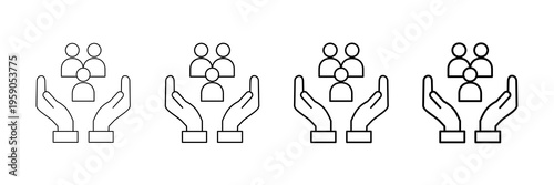 Friendship Care Icons Vector Set In Different Stroke Line Style